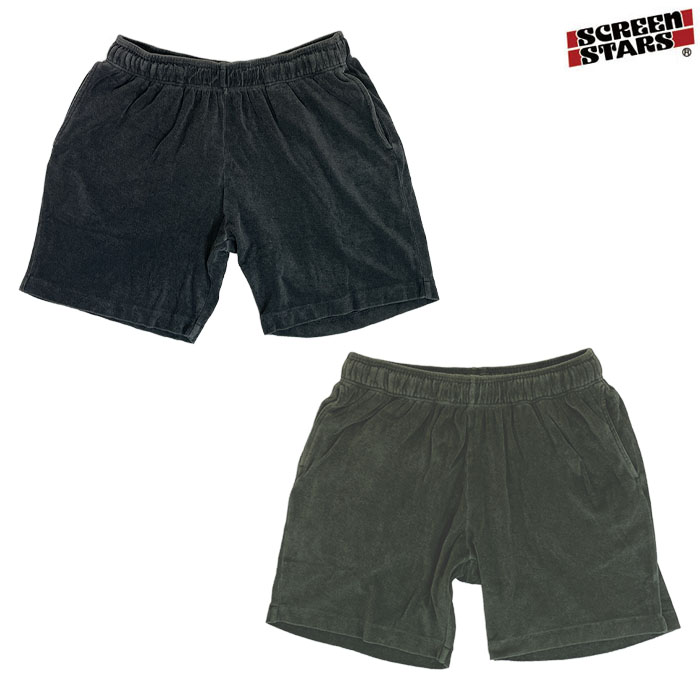 SCREEN STARS スクリーンスターズ ピグメントパイル素材 SHORT PANTS ピグメント加工 ショートパンツ ショーツ Black  DarkGreen  2622-003SS