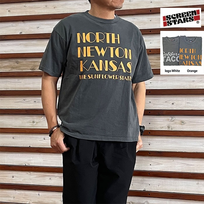 SCREEN STARS スクリーンスターズ Pigment Print Tee ピグメントブラックカレッジTシャツ ピグメント加工 Orange  White 2622-SSBT-PGC