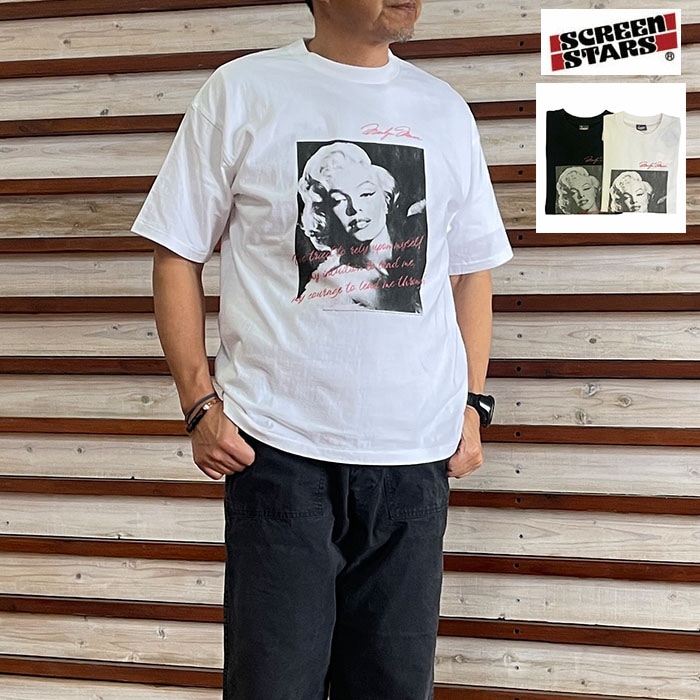 SCREEN STARS スクリーンスターズ Marilyn Monroe Print Tee マリリンモンロー半袖Tシャツ Black White 2622-SSBT-MM3
