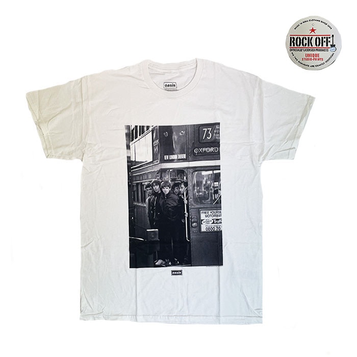 ROCK OFF ロックオフ OASIS オアシス London Bus Photo Tee  オアシスTシャツ　ホワイト
