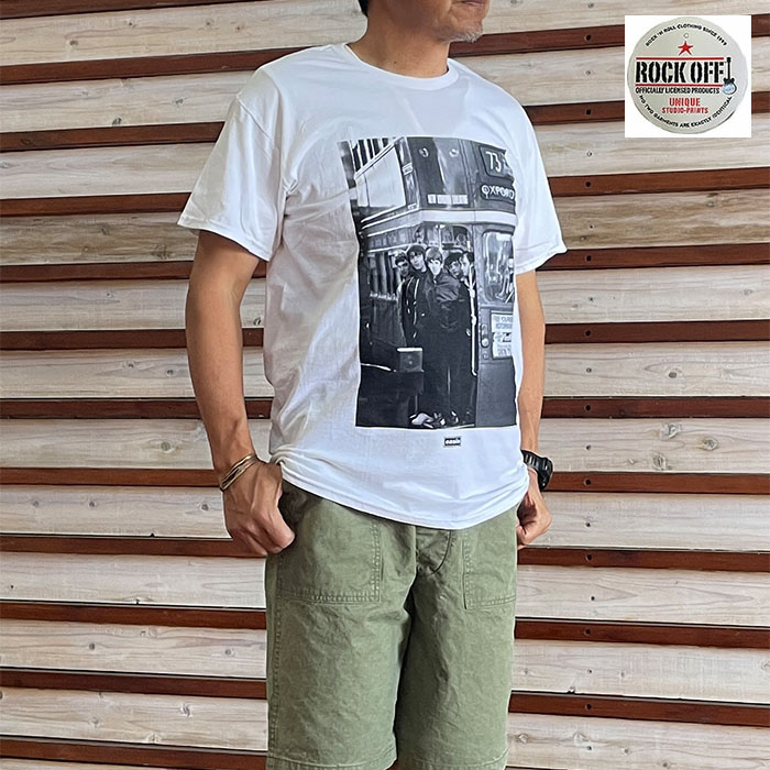 ROCK OFF ロックオフ OASIS オアシス London Bus Photo Tee  オアシスTシャツ　ホワイト