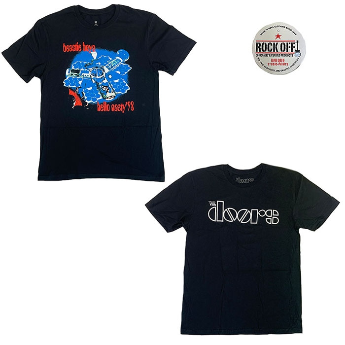 ROCK OFF ロックオフ BEASTIEBOTS Hello Nasty  DOORS Logo プリントTシャツ ブラック　