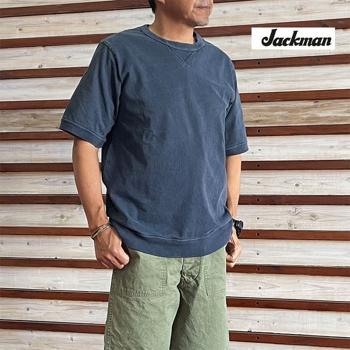 Jackman ジャックマン Rib T-Shirt ピグメント加工リブTシャツ JM5556PD Fade Navy