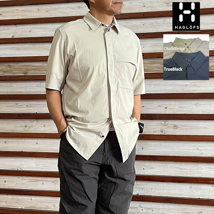 HAGLOFS Haglofs ホグロフス サロ シャツ2 Salo Shirt SS 2 Men ストレッチ入り軽量半袖シャツ 国内正規品 ChalkBeige  TrueBlack 608407