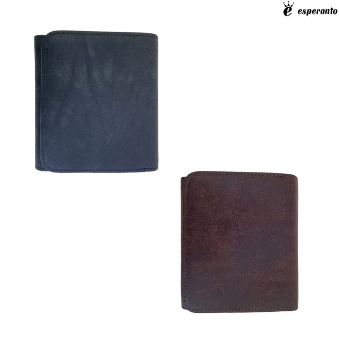 エスペラント esperanto フラップショート財布  ショートウォレット 2つ折 本革 イタリアンレザー Black  Brown ESP-6789