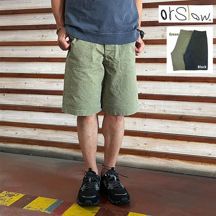 オアスロウ orSlow サマーファティーグショーツ SUMMER FATIGUE SHORTSハーフパンツ Black  Green 日本製 01-7103-M61