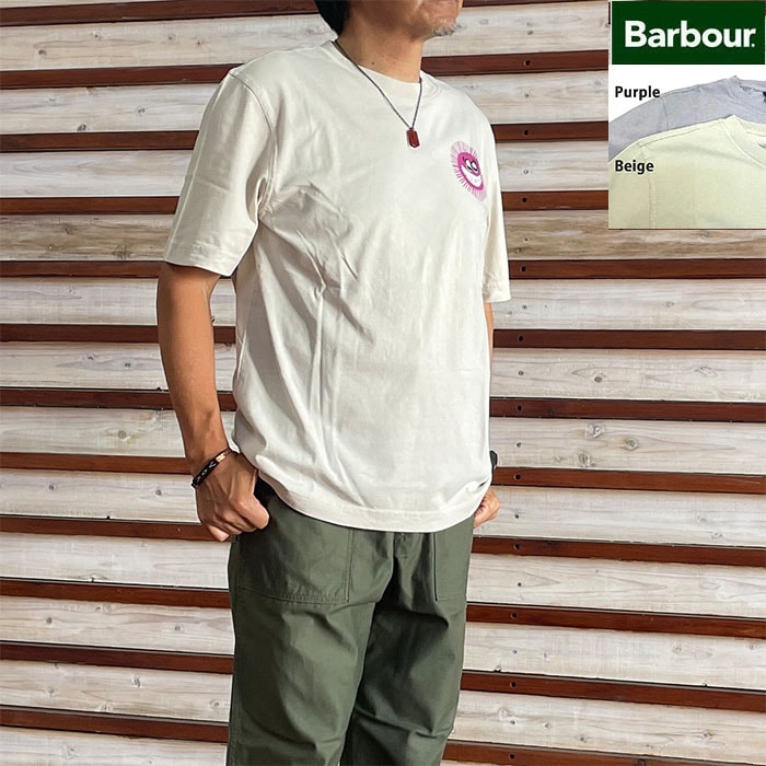BARBOUR Barbour バブアーTシャツリラックスグラフィックTシャツワンポイント Westbury  国内正規品  Beige  Purple 261MTS1570