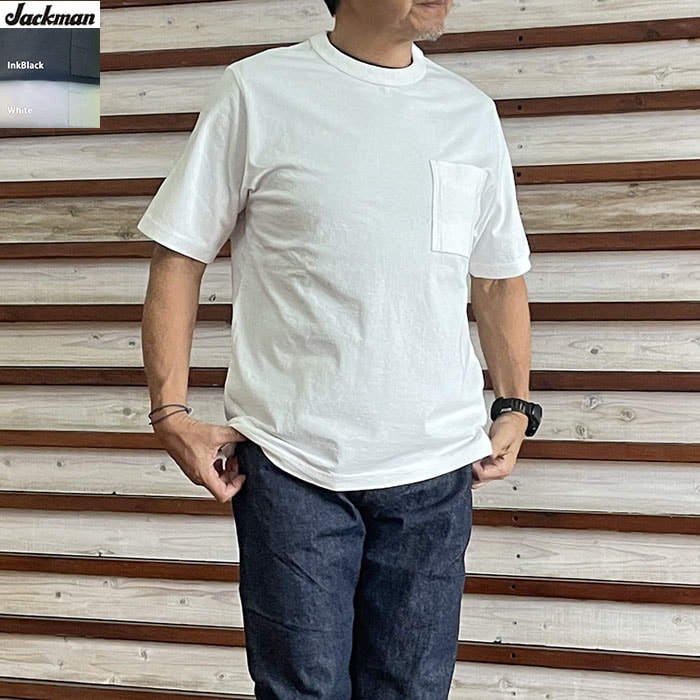 Jackman ジャックマン Pocket T-shirt ポケットTシャツアメリカ綿 InkBlack White 日本製 JM5534