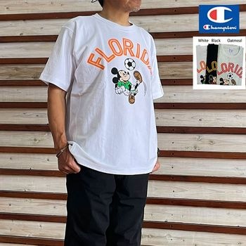 Champion チャンピオン限定 C3-D356 国内正規品ミッキーマウス リバースウィーブ ショートスリーブTシャツ REVERSE WEAVE サッカー  Black  Oatmeal  White