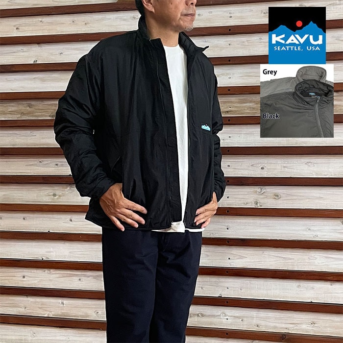 KAVU カブーメンズ バラノフジャケット Baranof Jacket 表地ナイロン裏地のフリーススタンドカラージャケット Black  Grey 19822516