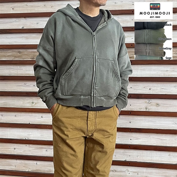MOOJIMOOJI ムージムージジップアップパーカ ダメージ加工 OVERSIZED