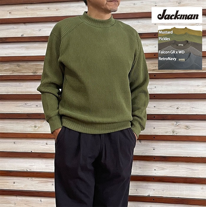 ジャックマン Jackman ワッフルミッドネック Waffle Mid neck リニューアルモデル 日本製  FalconGRxWD Mustard Pickles RetroNavy JM7607