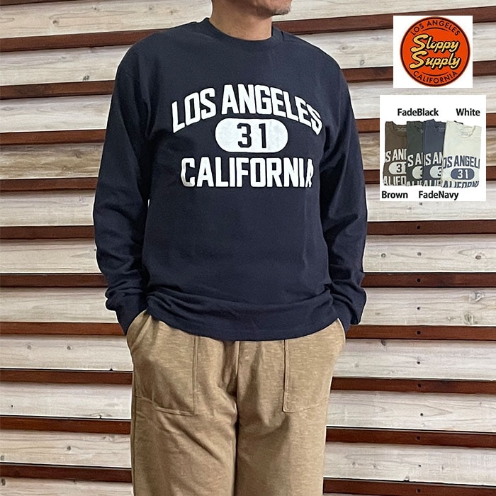 SLOPPY SUPPLY スラッピーサプライネオヴィンテージ ロング Tシャツ NEO VINTAGE L/S PRINT TEE LA31 Brown  FadeBlack  FadeNavy  White アメリカ製