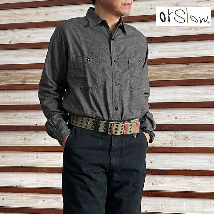 orslow オアスロウ  リラックスフィット メランジフランネルシャツ RELAX FIT MELANGE FLANNEL SHIRT  GrayCheck 01-8270-160