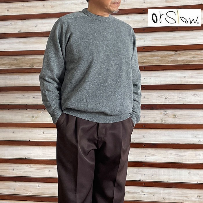 orSlow オアスロウ シンプルクルーネックセーター ウールニット Simple Crew Neck Sweater 日本製 HeatherGray 01-0050-64