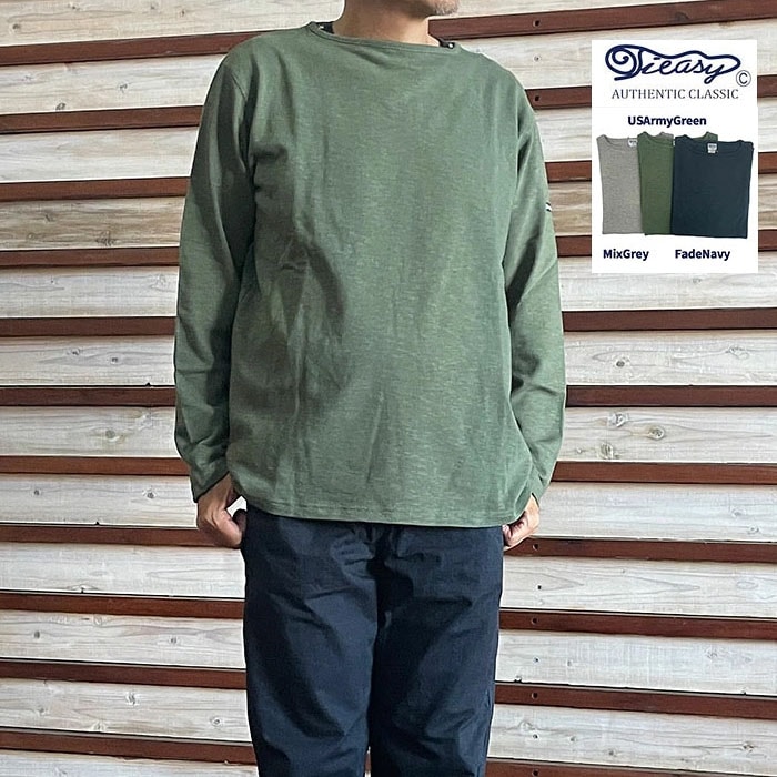 TIEASY ティージーオーセンティッククラシック ボートネックバスクシャツ SOLID L/S HDCS BOATNECK BASQUE SHIRT te001