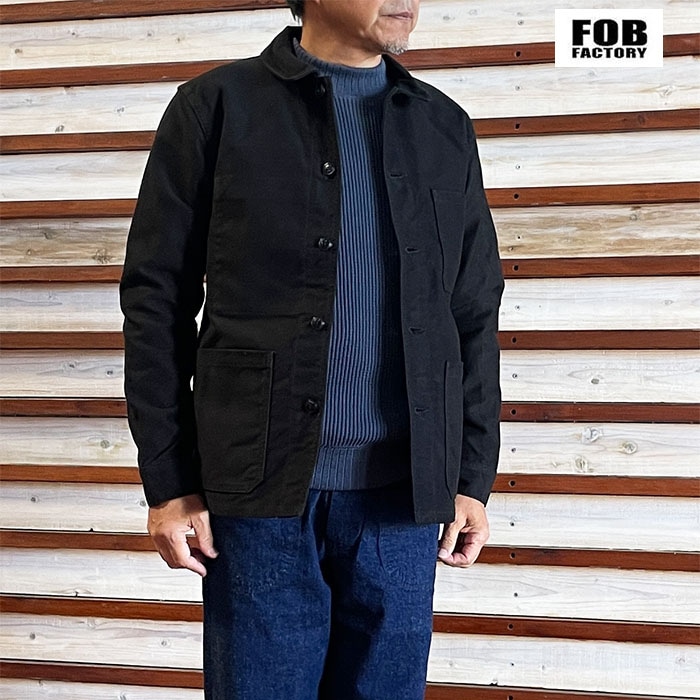 FOB FACTORY エフオービーファクトリー フレンチモールスキンジャケット FRENCH MOLESKIN JKT日本製 Black F2373