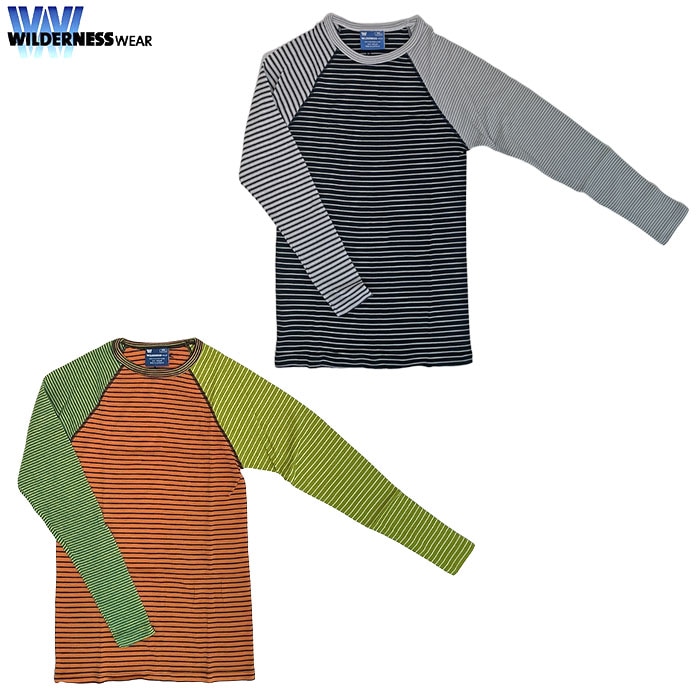 WILDERNESS WEAR ウィルダーネスウェア Polypro+190 ロングスリーブ クルー ストライプクレイジー Long Sleeve Crew Crazy Stripe Black Orange U840