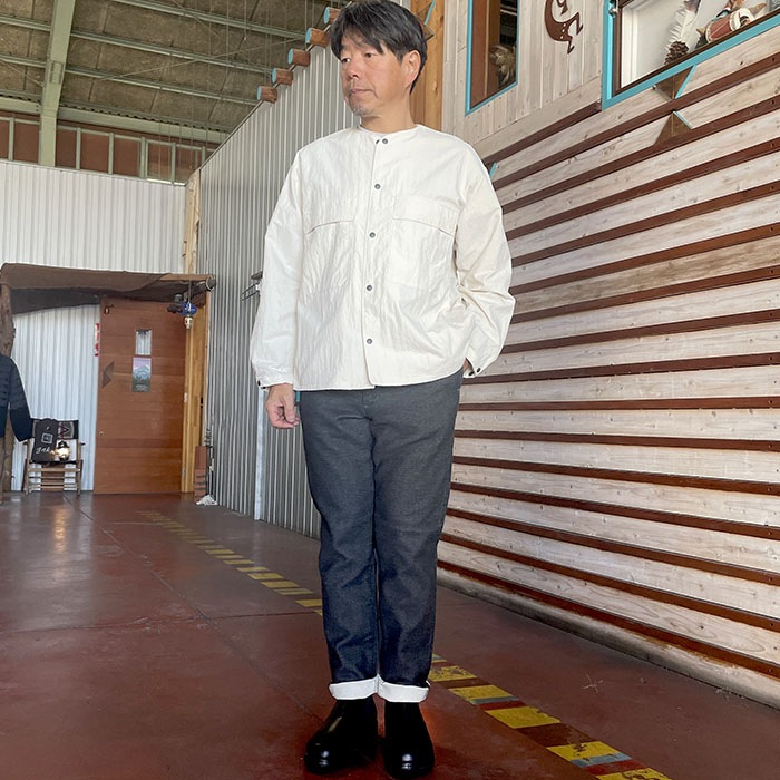 【SALE】MANUAL ALPHABET マニュアルアルファベット NYLON RIP STOP SHT CARDIGAN リップストップ カーディガン MA-J-367 Ecru