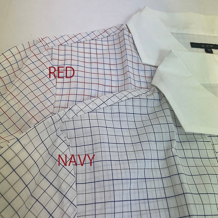 ＵＳＷ USW【SALE80%OFF】オープンカラー7部袖 プルオーバーシャツ 日本製　Navy Red  ネイビー　レッド