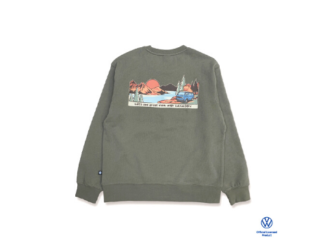 T3 VANAGONバックプリントスウェットシャツ「カーキ」S～XLサイズ