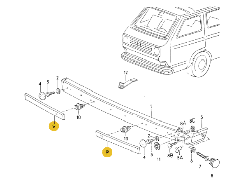 フロントバンパーモール T3 VANAGON(ヴァナゴン) 1本売り