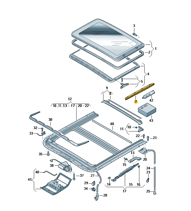 【取寄商品】【純正品】 サンルーフトリム 「右側」 サテンブラック T5/T6（03～19年）