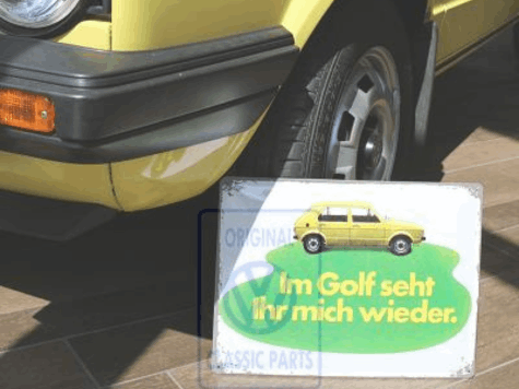 【VW Classic】 VW Parts Center Golf MK1メタルサインボード（中）
