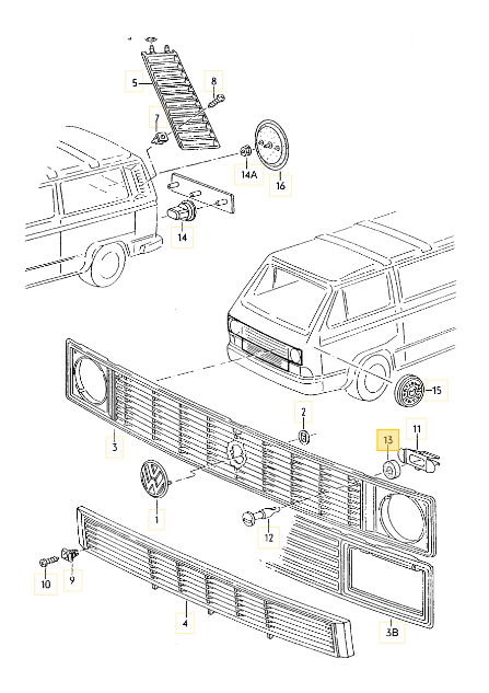 フロントアッパーグリルワッシャー T3 VANAGON(ヴァナゴン)