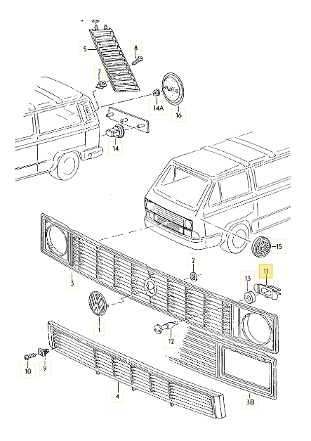 【純正品】 フロントアッパーグリルクリップ  T3 VANAGON(ヴァナゴン)