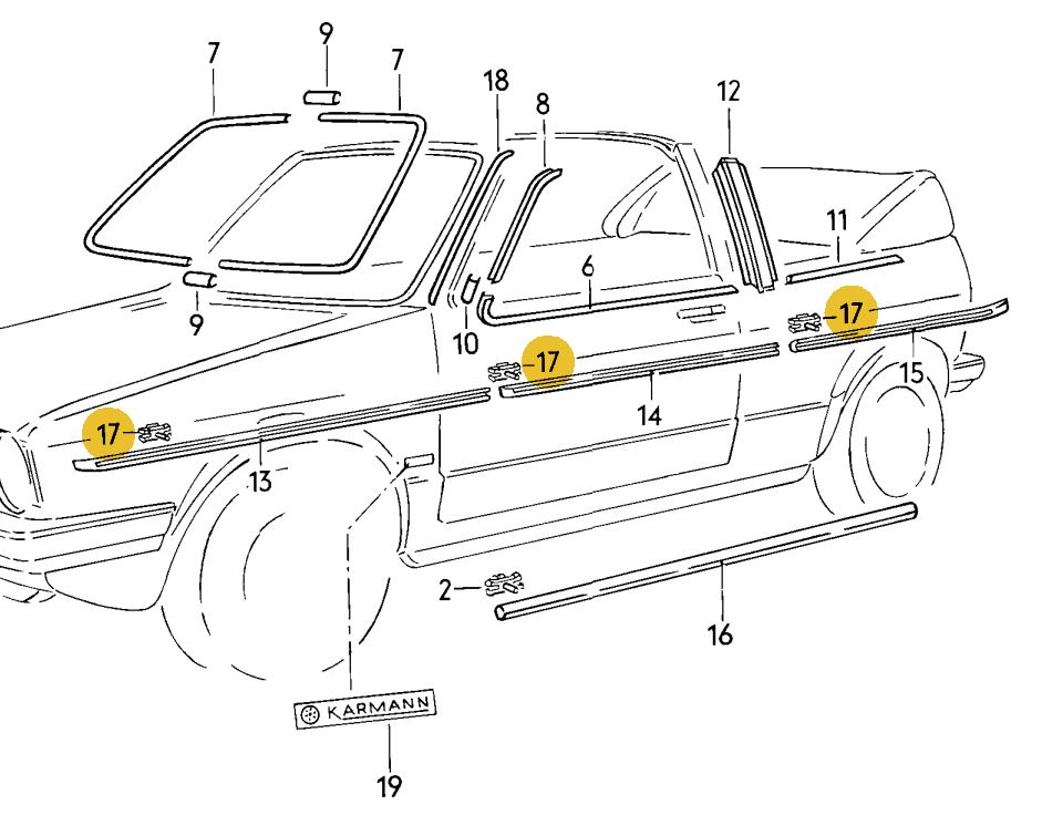 【純正品】 モールクリップ Golf（75～93年）