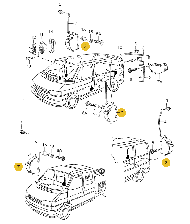 純正品】 ドアロックアクチュエーター T4 VANAGON(ヴァナゴン)（91～04 