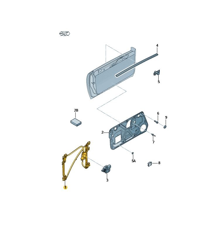 【訳あり】【純正品】 パワーウンドウレギュレター 「右」 Beetle Cabrio（03～10年）