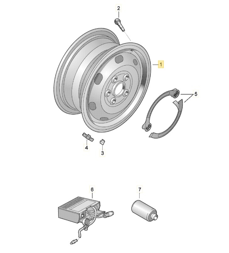 【純正品】 スチールホイールシルバー7.0X「17インチ」+55 T5/T6/T6.1用