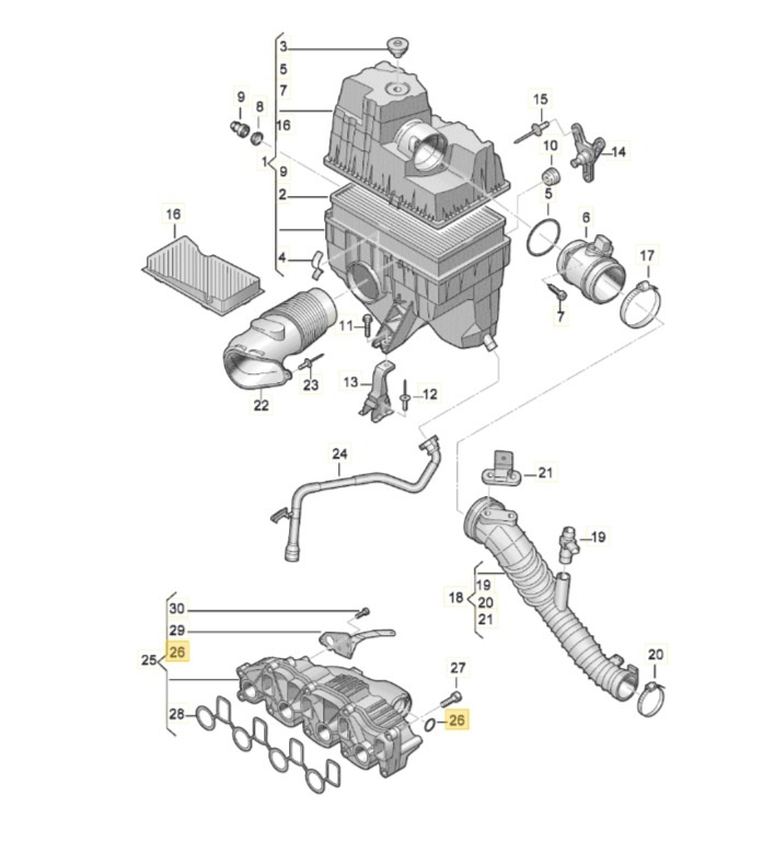 【純正品】 エアクリーナーインテークマニホールドオーリング T5/T6（10～19年）