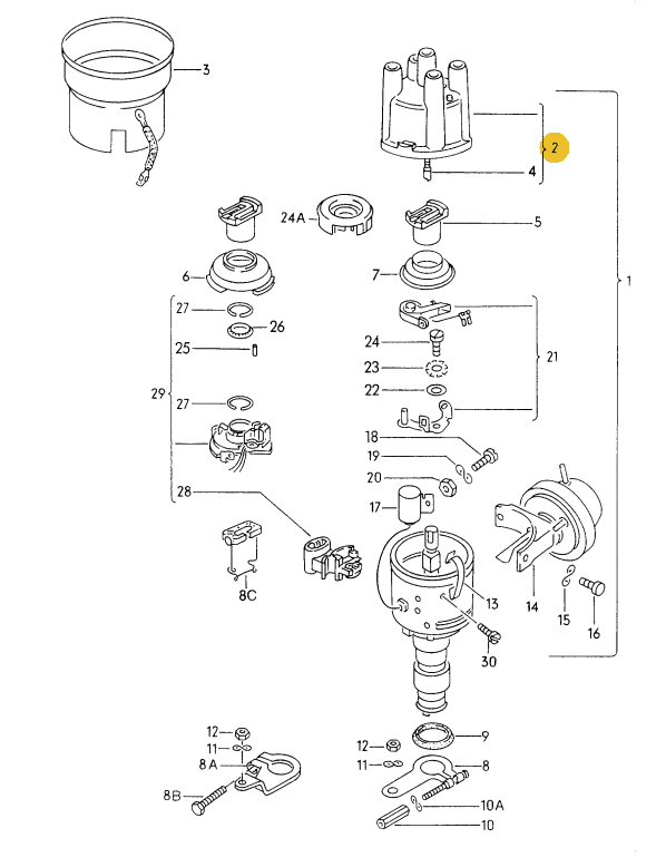 BOSCH ディストリビューターキャップ T3 VANAGON(ヴァナゴン)（88～92