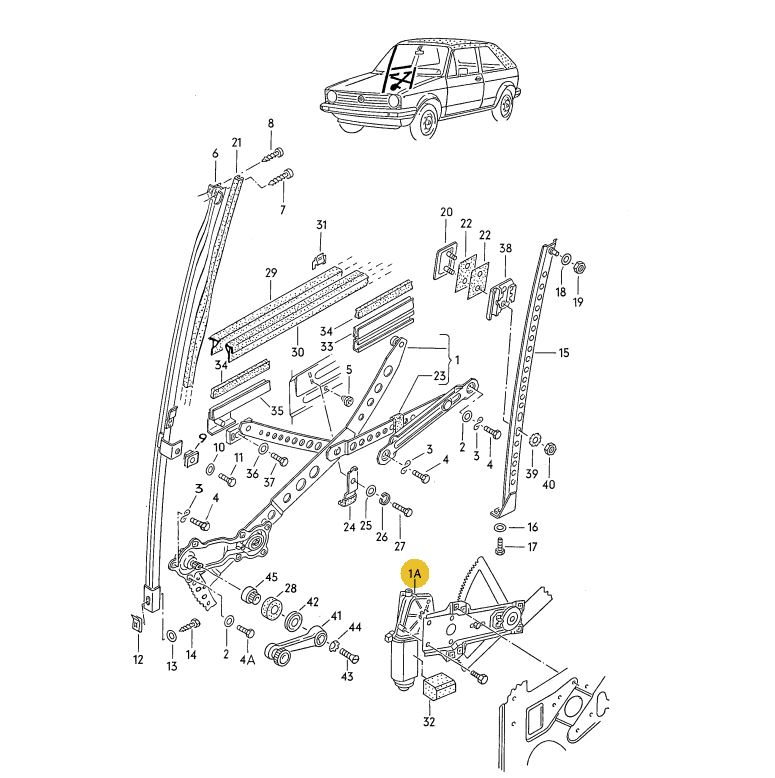 【純正品】 パワーウインドウモーター（左） Golf Cabriolet（84～93年）