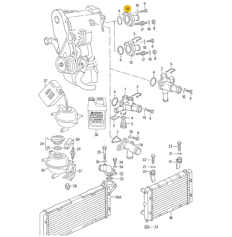 【純正品】 ウォーターフランジ Golf（82～02年）2H/DX等