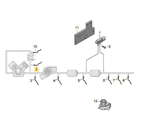 【純正品】排気温度センサー（排気熱回収用クーラーの上側） T6(2016~2019年)