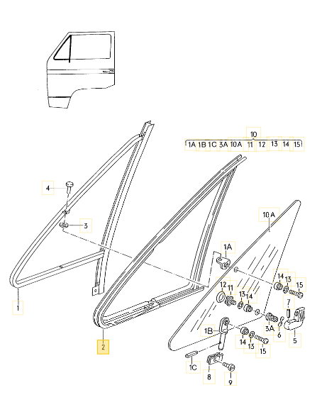 三角窓シール 「右」 メッキモール付き用 T3 VANAGON(ヴァナゴン)（80～92年）