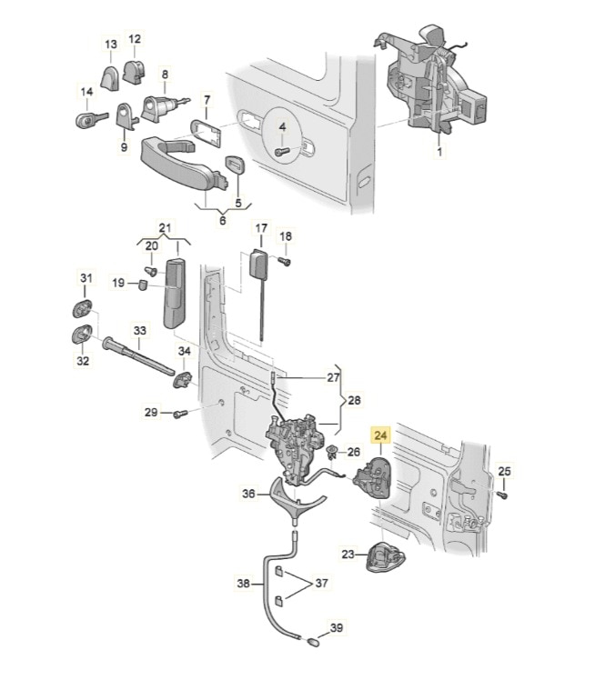 【純正品】 ドアハンドルアウターロック 「電動スライディングドア/右側」 T5/T6(03~19年)