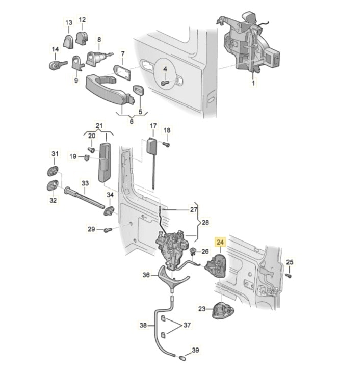 【純正品】 ドアハンドルアウターロック 「電動スライディングドア/左側」 T5/T6（03～19年）