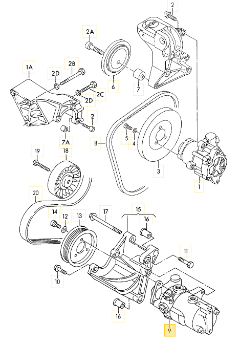 純正品】 パワステポンプ T4 VANAGON(ヴァナゴン)（93～96年） | VW