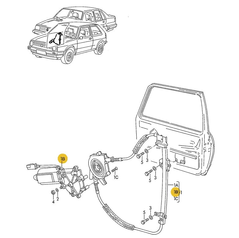 【純正品】 パワーウインドウモーター 「右」 Golf（88～92年）