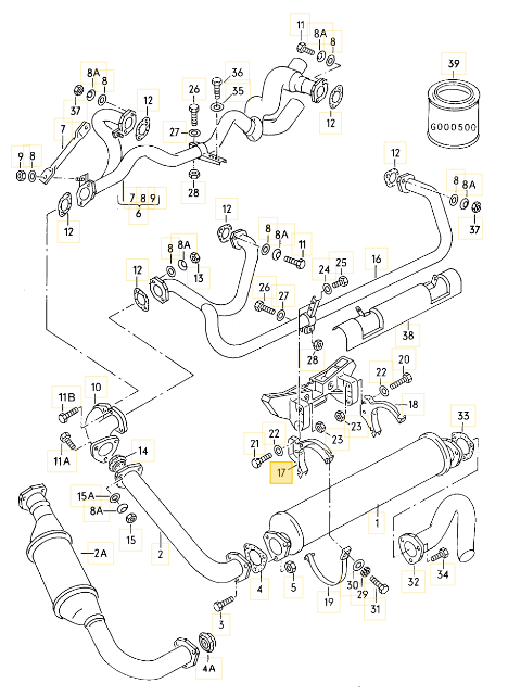 【純正品】 リアマフラーブラケット 「左側」 シンクロ T3 VANAGON(ヴァナゴン)（86～92年）
