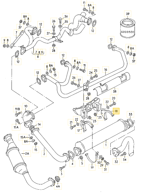 【純正品】 リアマフラーブラケット 「右側」 シンクロ T3 VANAGON(ヴァナゴン)（86～92年）