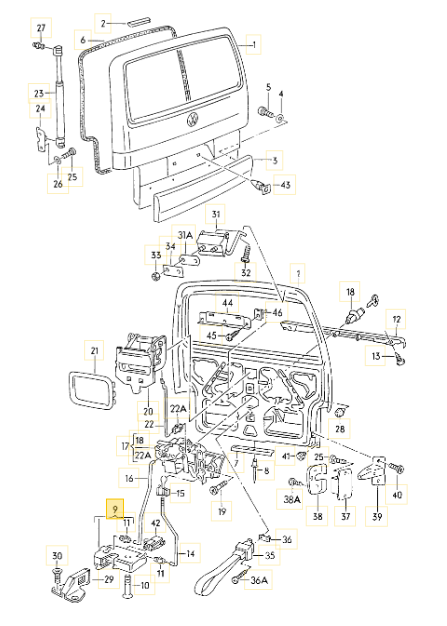 【純正品】 リアゲートロック T4 VANAGON（ヴァナゴン）（93～03年）