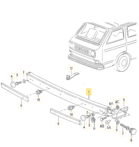 KLOKKERHORM フロントバンパーブラック T3 VANAGON(ヴァナゴン)（80～92年）