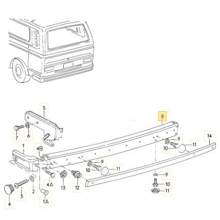 リアバンパーブラック T3 VANAGON(ヴァナゴン)（80～92年）
