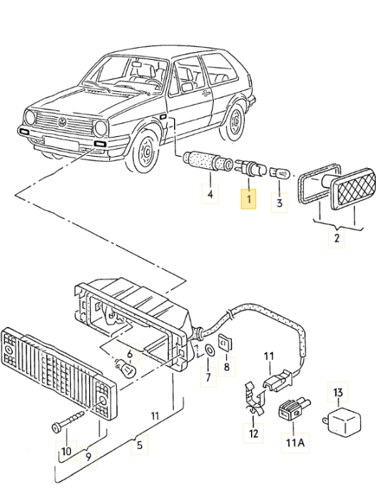 ターンシグナル用バルブホルダー GOLF1/GOLF2
